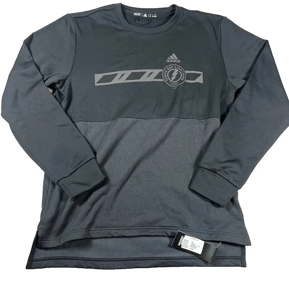 Adidas Mens Medium Black Pullover‎ Tampa Bay Lightning Hockey Sweatshirt NWT